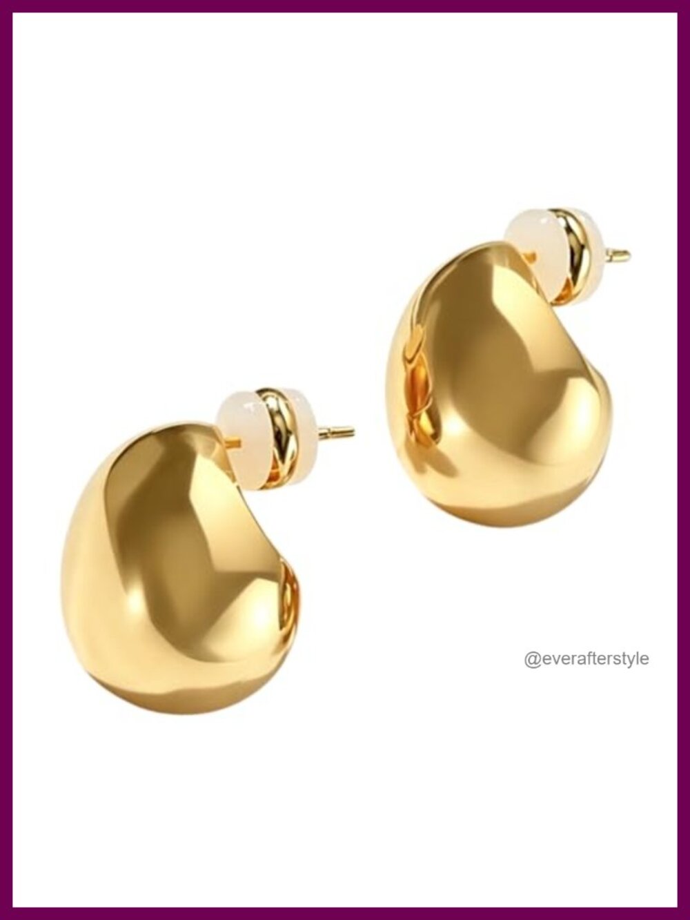 Chunky Teardrop Drop Earrings 18K Gold Plated S925 Silver Posts Statement